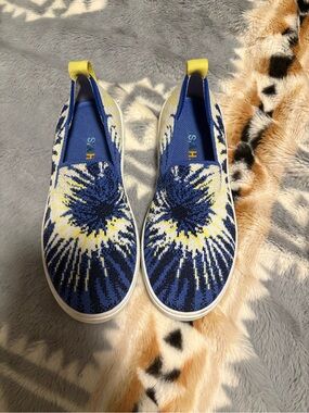 Rothy's Kids Slip-On Sneakers in Blue and Yellow Tie-Dye